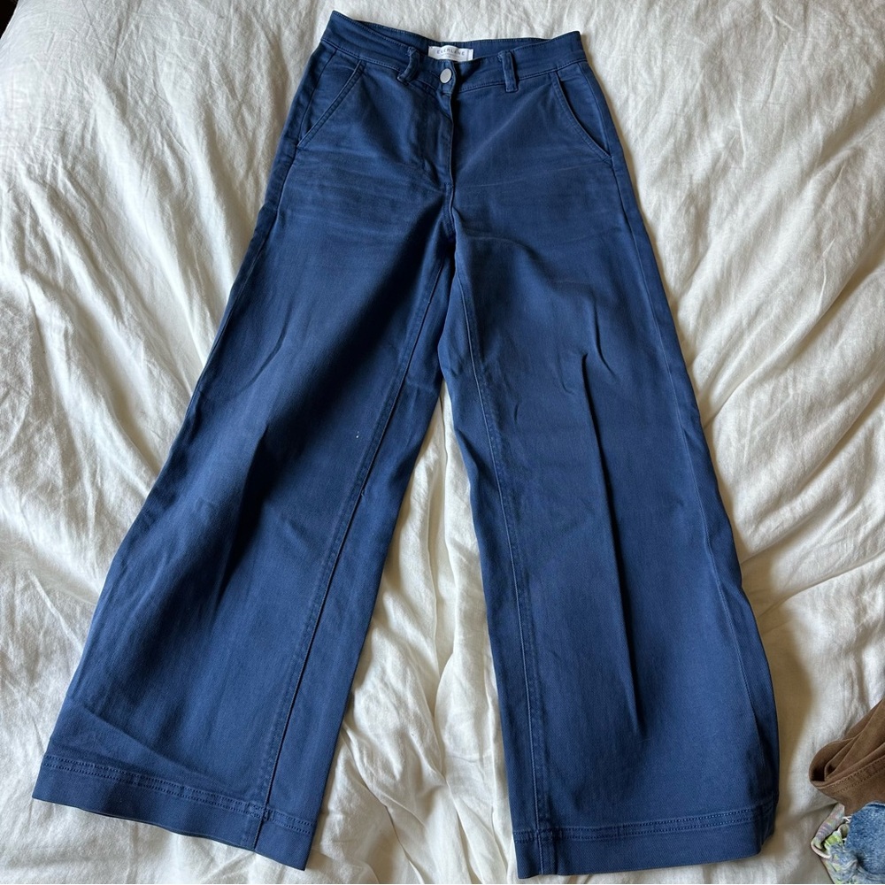 Everlane Blue Wide Leg High Waisted Pants | size 00